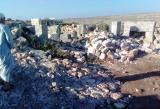 الدمار الناجم عن أعمال التخريب في موقع الكفر في جبل سمعان