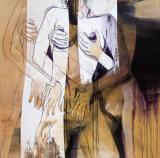 من أعمال التشكيلي ياسر حمود في معرض «المرأة في عيونهم»
