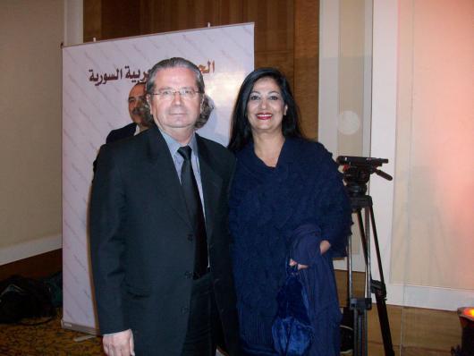 المخرج هيثم حقي وزوجته الشاعرة هالا محمد