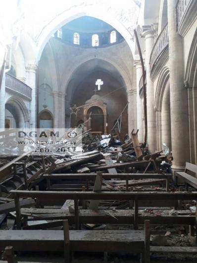 الأضرار في كنيسة فرحات بحلب القديمة