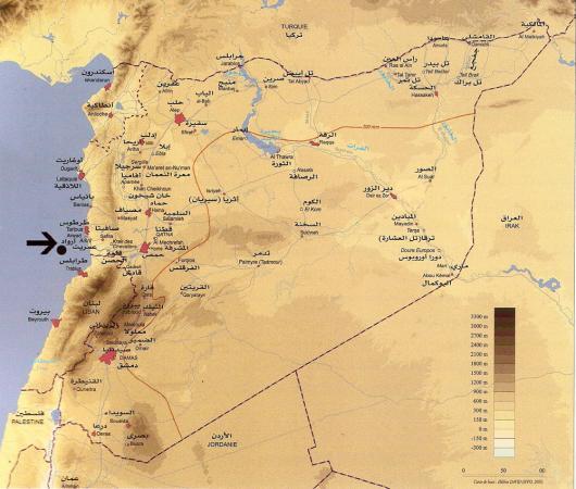 موقع جزيرة أرواد على خريطة سورية
