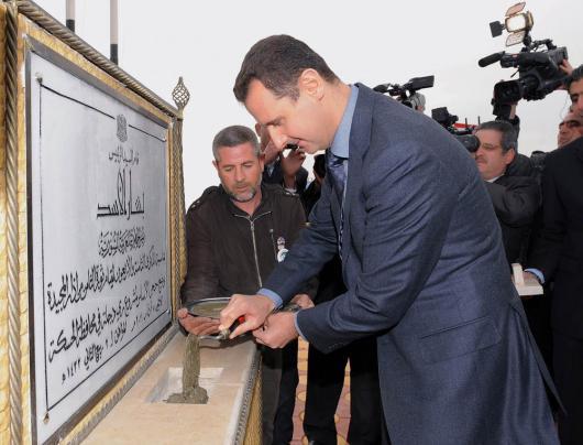 الرئيس الأسد يضع حجر الأساس لمشروع جر مياه نهر دجلة إلى أراضي الحسكة