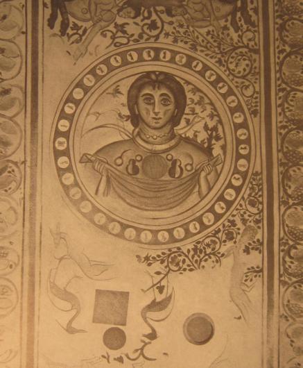 نماذج من الرسوم الجدارية والزخارف الجصية المكتشفة في قصر الحير الغربي