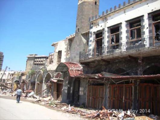  الأضرار في المباني الدينية في حمص القديمة