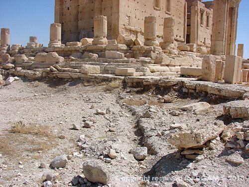 الأضرار التي تعرّض لها حرم معبد بل في تدمر